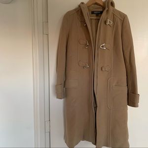 Kenneth Cole Reaction caramel wool ruffle coat